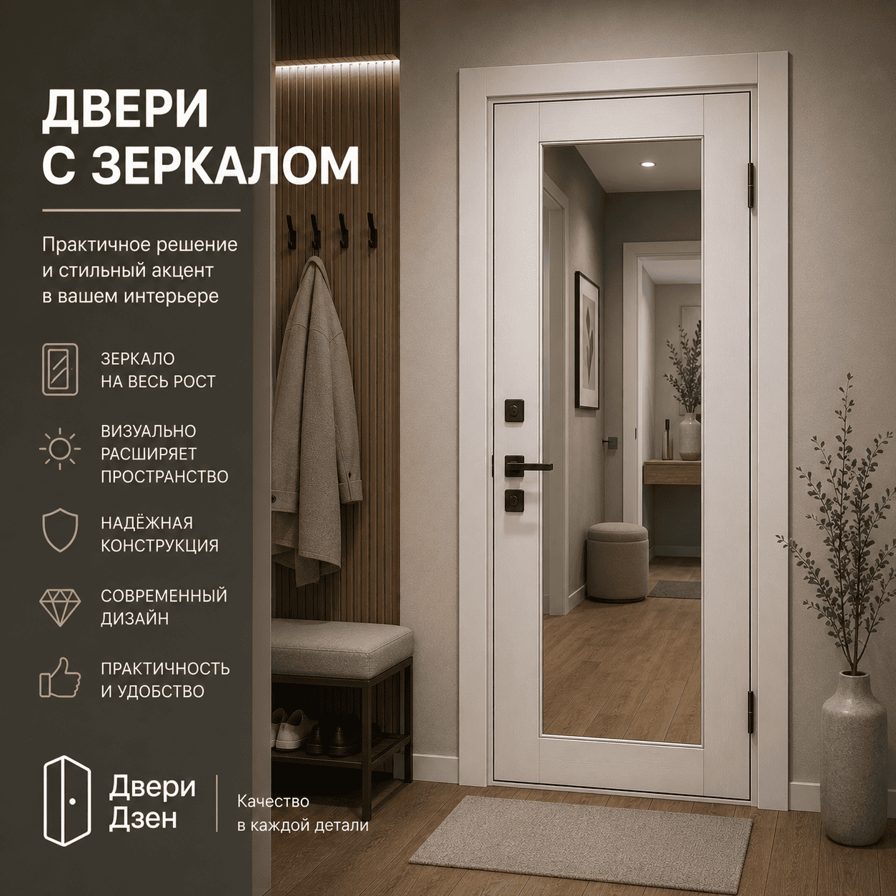 Двери с зеркалом — входные и межкомнатные, купить в Туле