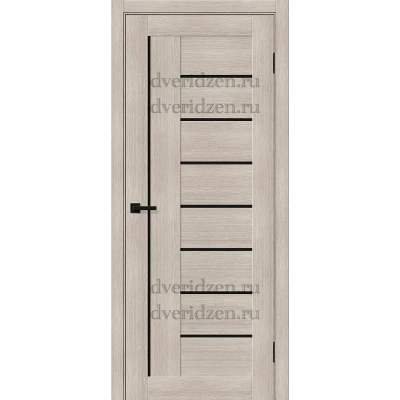 Межкомнатная дверь эко шпон капучино мелинга черное стекло