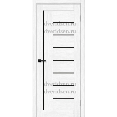 Межкомнатная дверь эко шпон снежная мелинга черное стекло