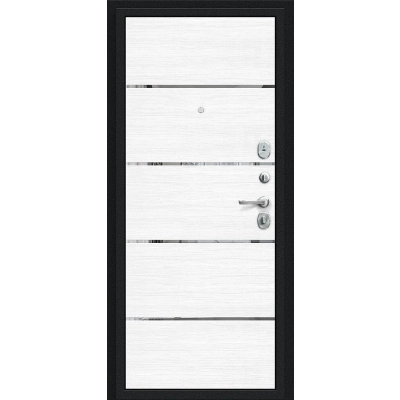 Входная дверь Браво р-лайн снежная мелинга букле черное